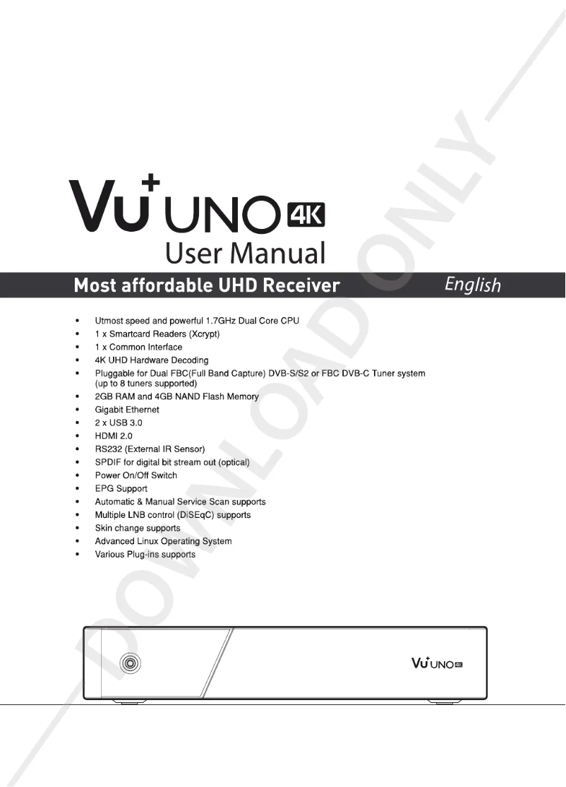 Page n°1 - Manuel utilisateur Vu+ Uno 4K