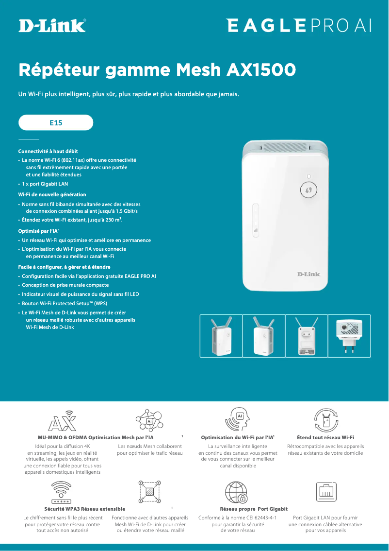 Page n°1 - Fiche technique D-Link E15