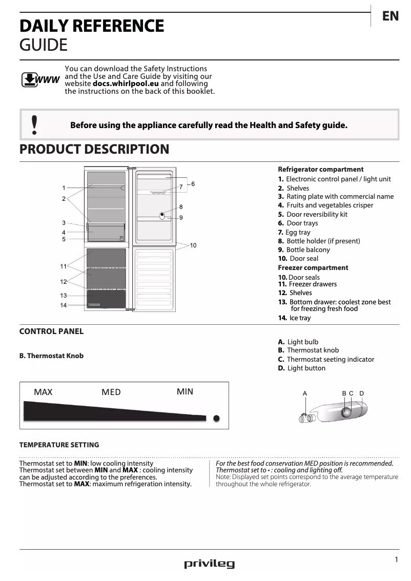 Page n°1 - Manuel utilisateur Privileg PRB 376S A++