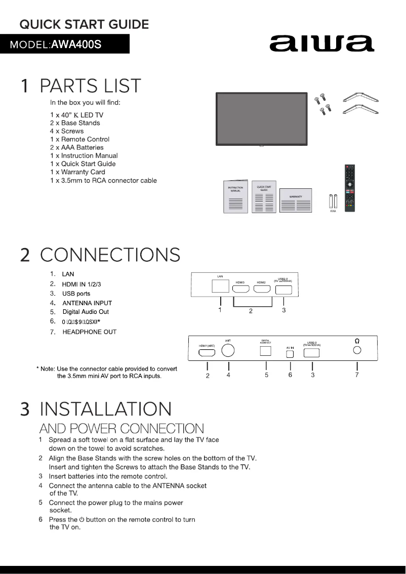 Image de la première page du manuel de l'appareil AWA400S