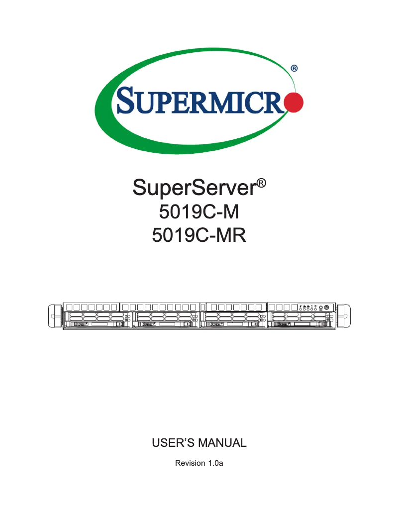 Image de la première page du manuel de l'appareil SuperServer 5019C-M