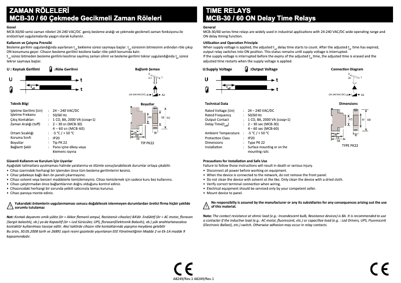 Image de la première page du manuel de l'appareil MCB-30