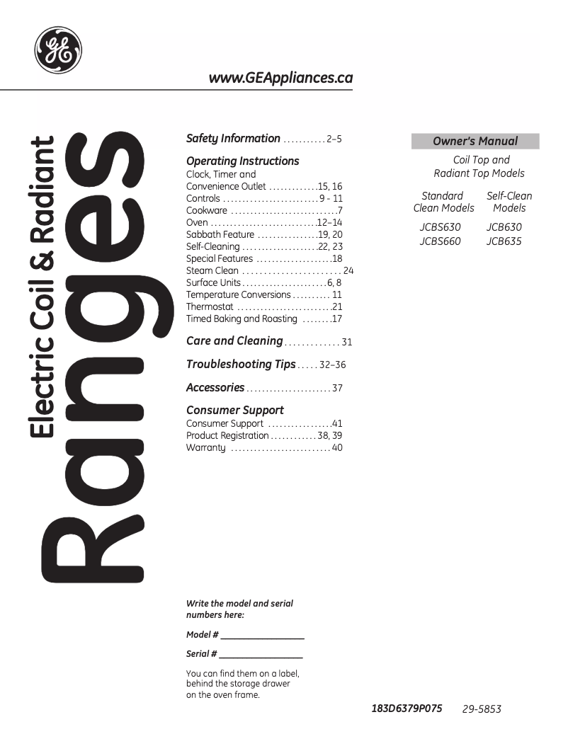 Page 1 de la notice Manuel utilisateur Mabe JCB630DJWW