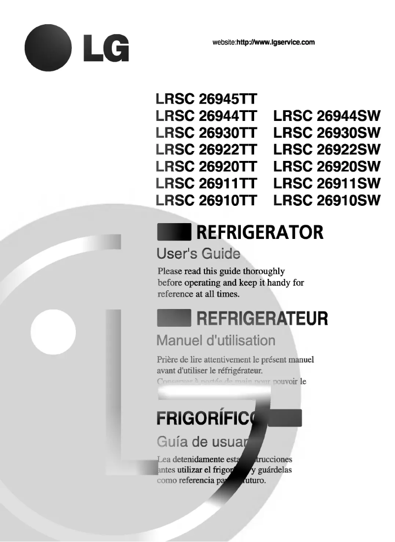 Page n°1 - Manuel utilisateur LG LRSC26944SW