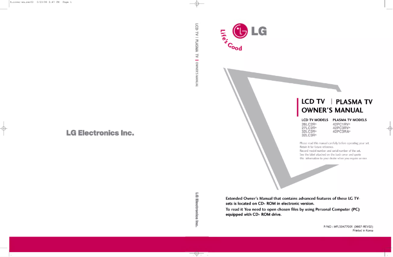 Image de la première page du manuel de l'appareil 42PC1RVA