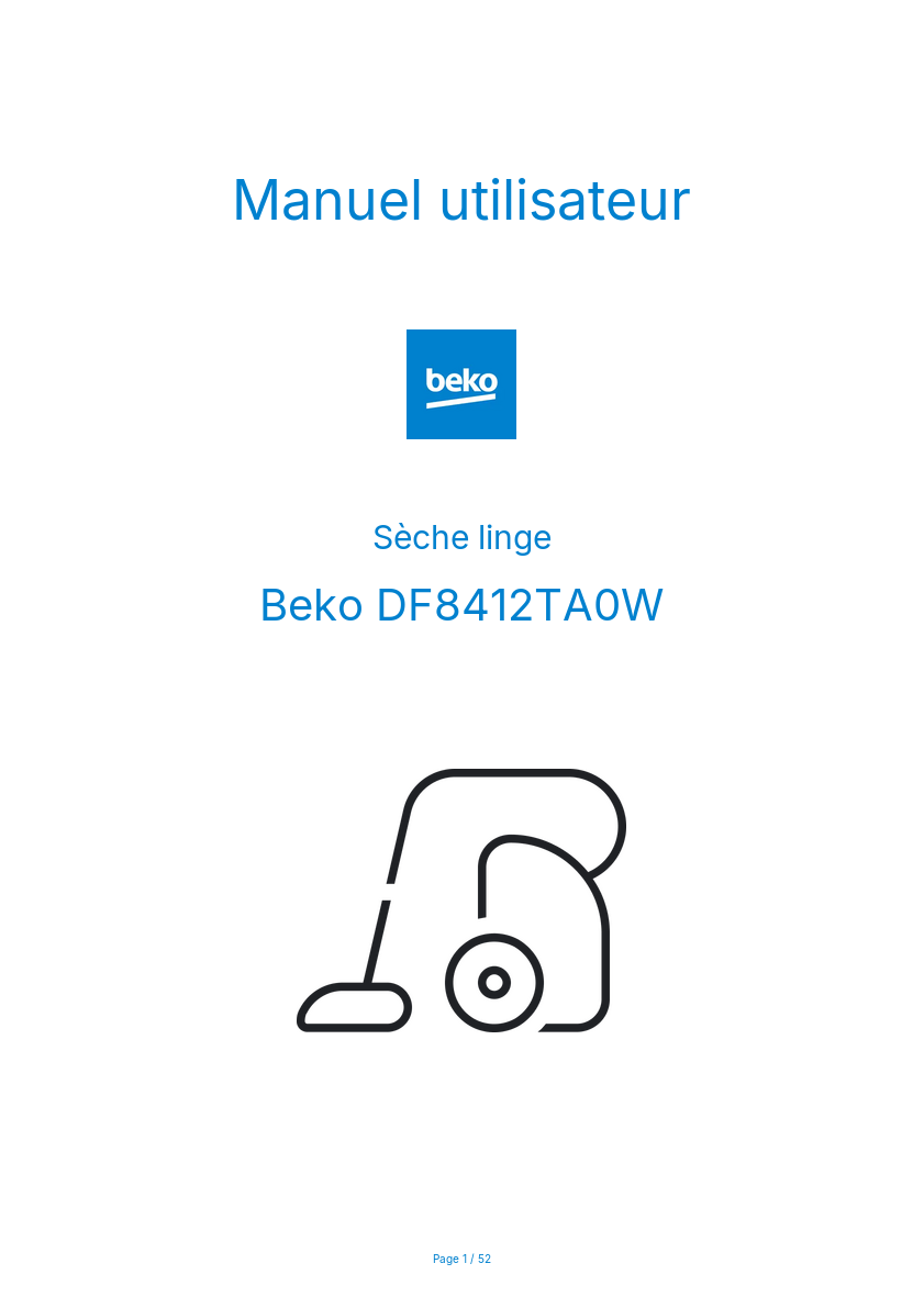 Image de la première page du manuel de l'appareil DF8412TA0W