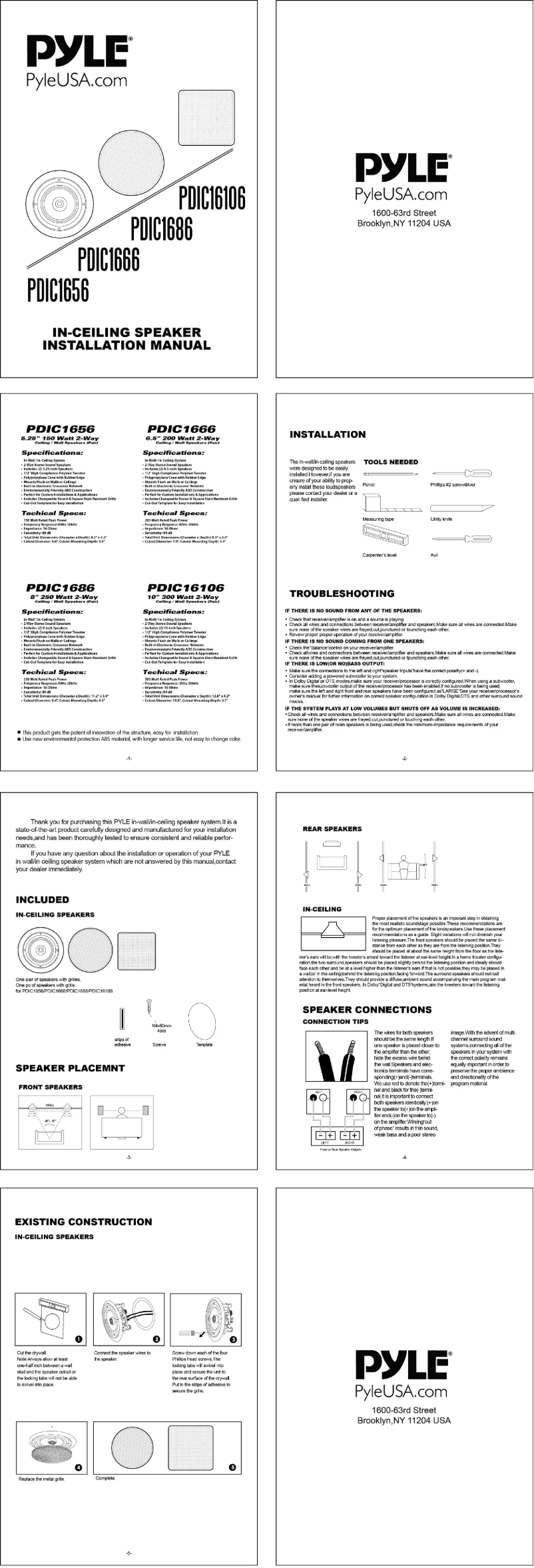 Page 1 de la notice Manuel utilisateur Pyle PDIC1666