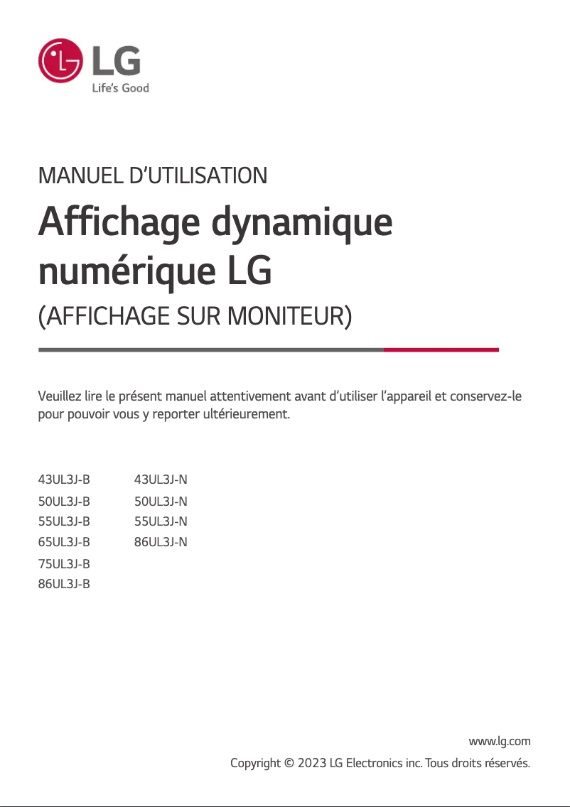 Image de la première page du manuel de l'appareil 86UL3J-N