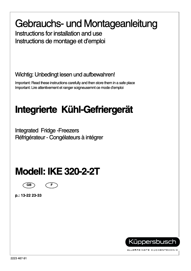 Image de la première page du manuel de l'appareil IKE 320-2-2T