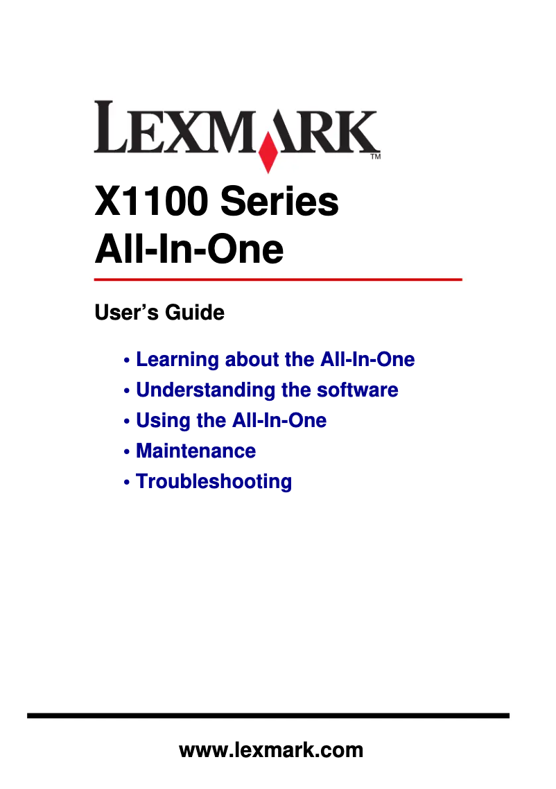 Page 1 de la notice Manuel utilisateur Lexmark X1170