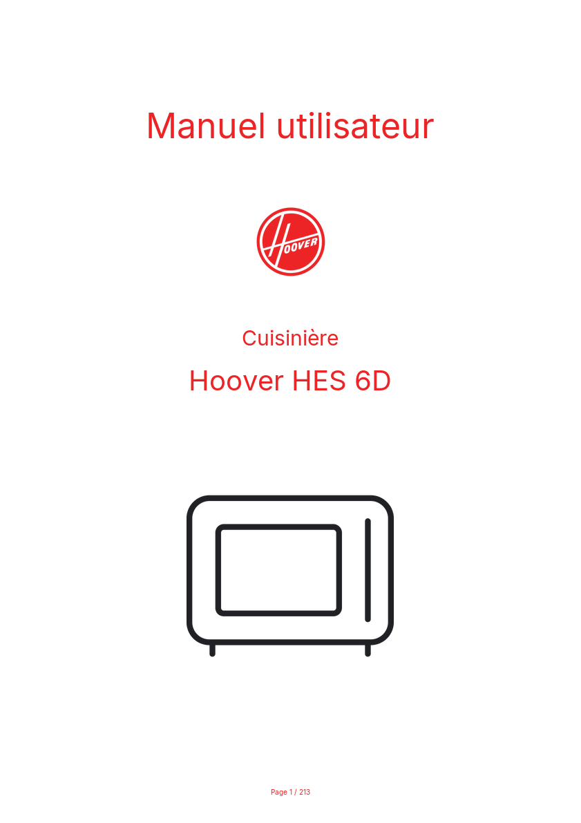 Page n°1 - Manuel utilisateur Hoover HES 6D