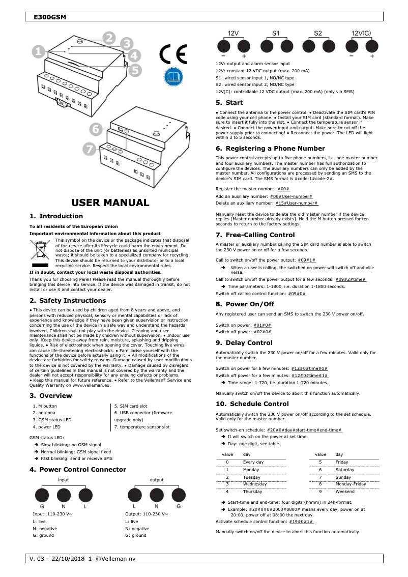 Page n°1 - Manuel utilisateur Perel E300GSM