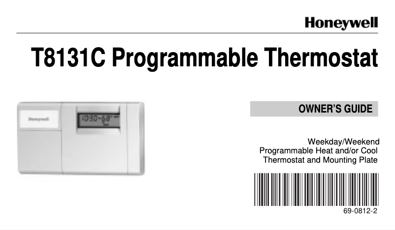 Page n°1 - Manuel utilisateur Honeywell T8131C