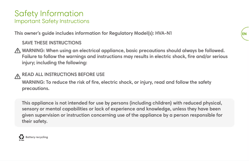 Page 1 de la notice Manuel utilisateur iRobot H1