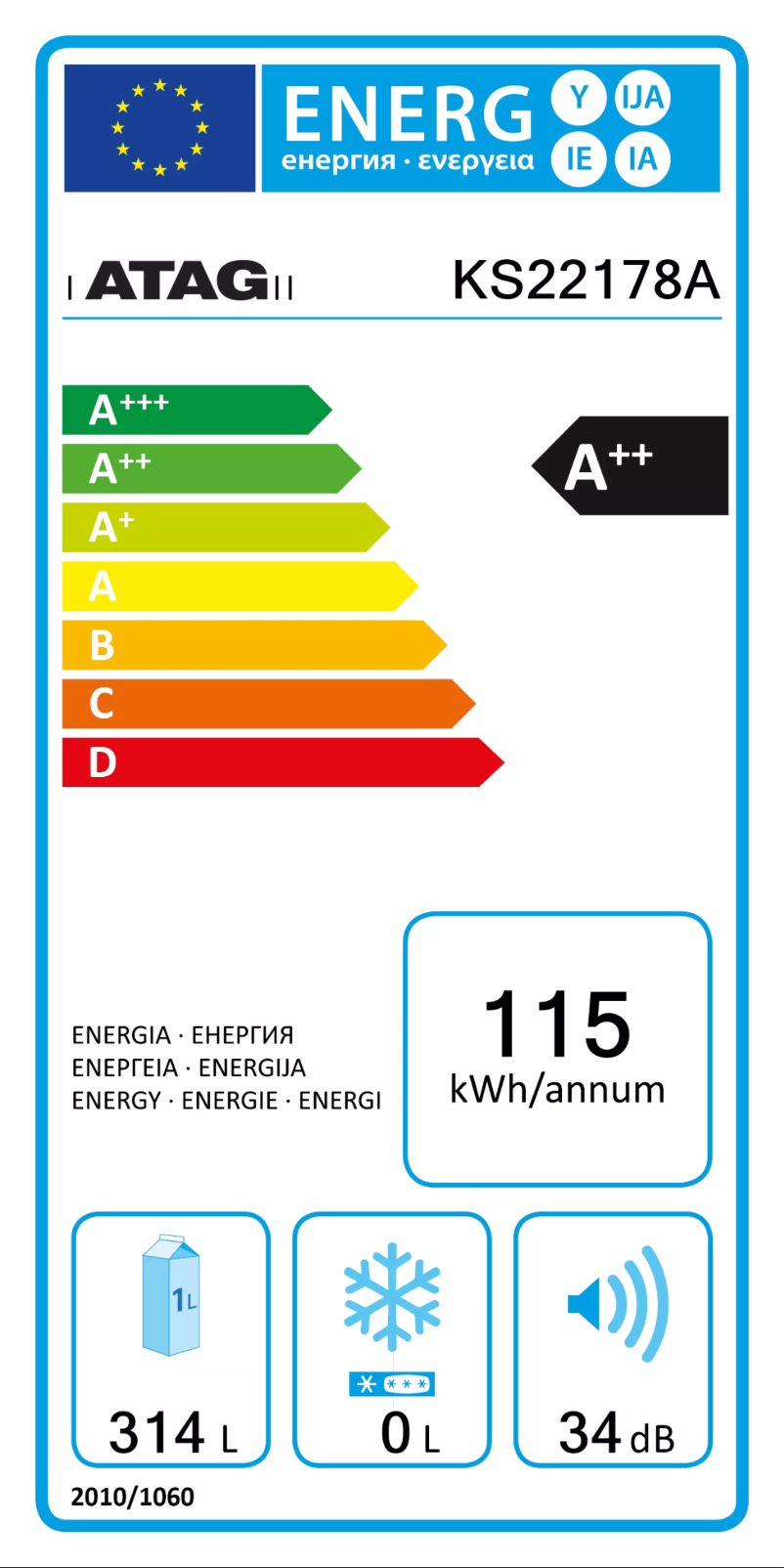 Page n°1 - Label énergétique Atag KS22178A