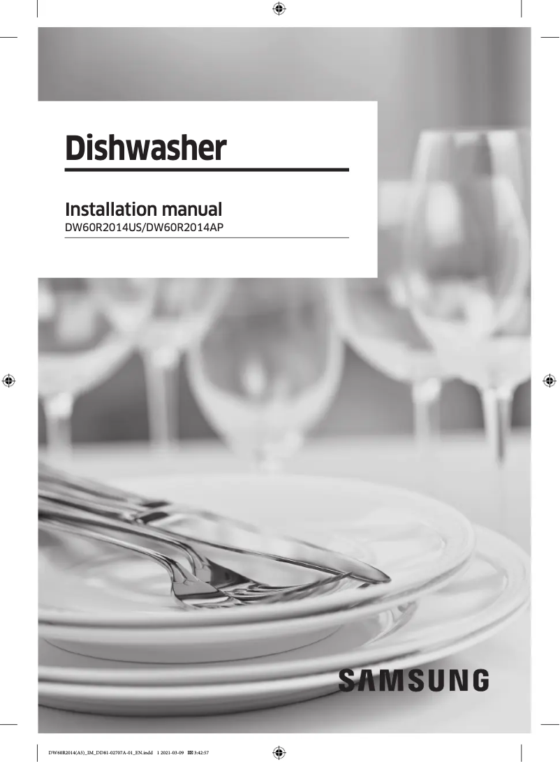 Page 1 de la notice Guide d'installation Samsung DW60C7050FG