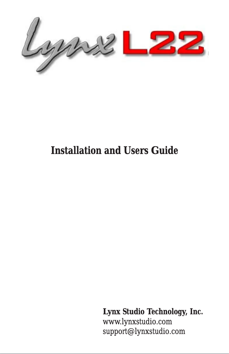 Page 1 de la notice Manuel utilisateur Lynx L22