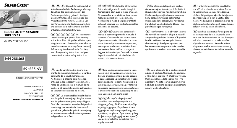 Page 1 de la notice Manuel utilisateur SilverCrest SBPL 15 B2