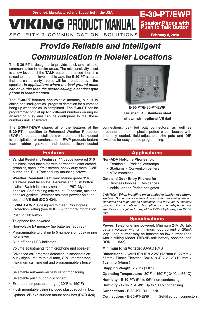 Página 1 del manual Manual de usuario Viking E-30-PT