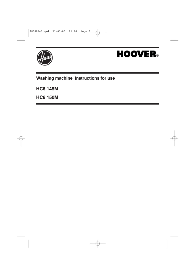 Page n°1 - Manuel utilisateur Hoover HC6 150MUK