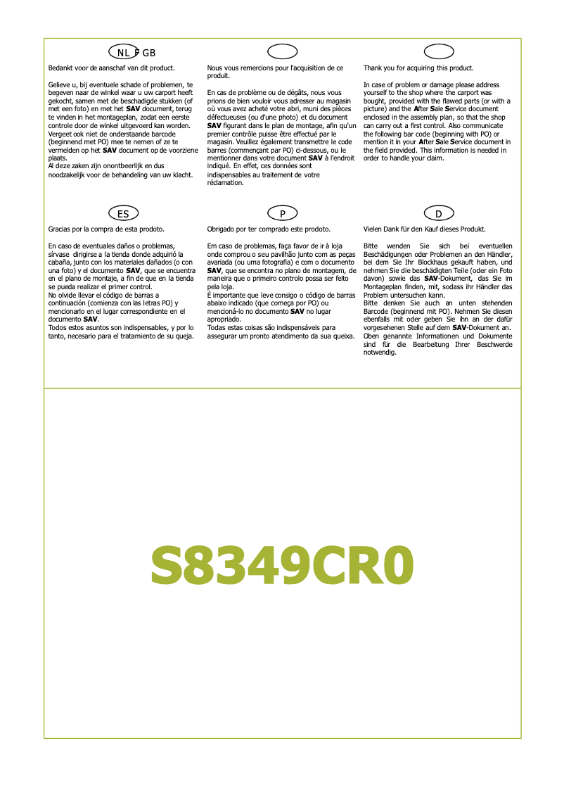 Image de la première page du manuel de l'appareil S8349CR0