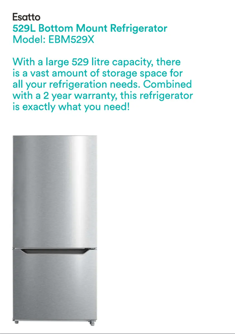 Page 1 de la notice Fiche technique Esatto EBM529X