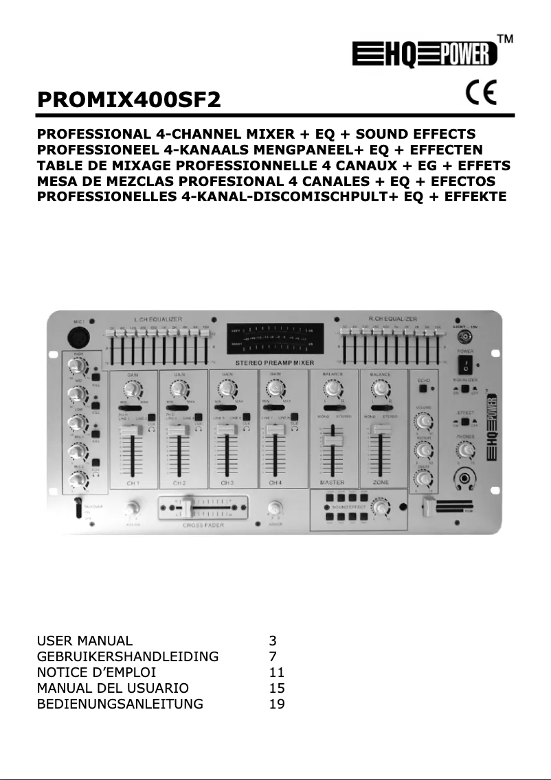Page 1 de la notice Manuel utilisateur HQ Power PROMIX400SF2