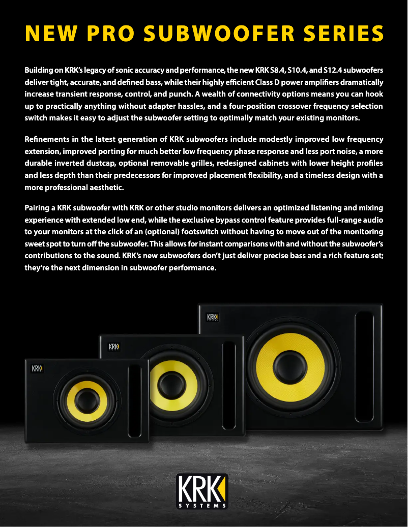 Page 1 de la notice Fiche technique KRK S12.4