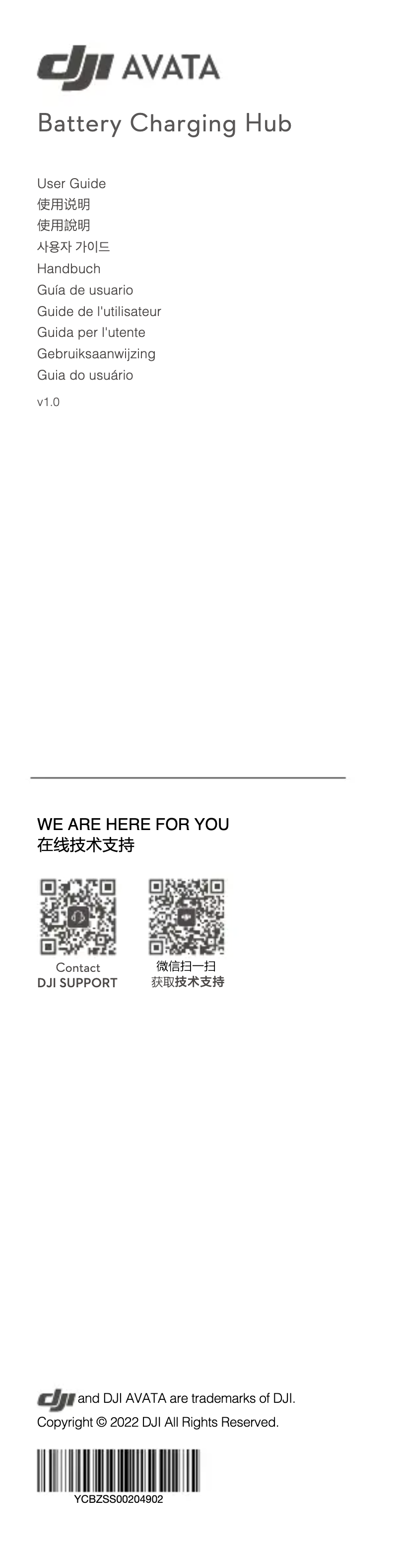 Image de la première page du manuel de l'appareil Avata Battery Charging Hub