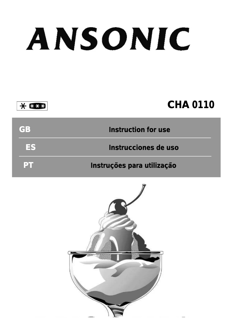 Page n°1 - Manuel utilisateur Ansonic CHA 0110