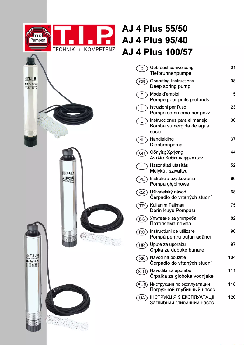 Page 1 de la notice Manuel utilisateur T.I.P. AJ 4 Plus 95/40