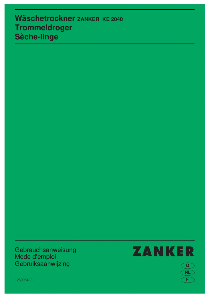 Page 1 de la notice Manuel utilisateur Zanker KE 2040