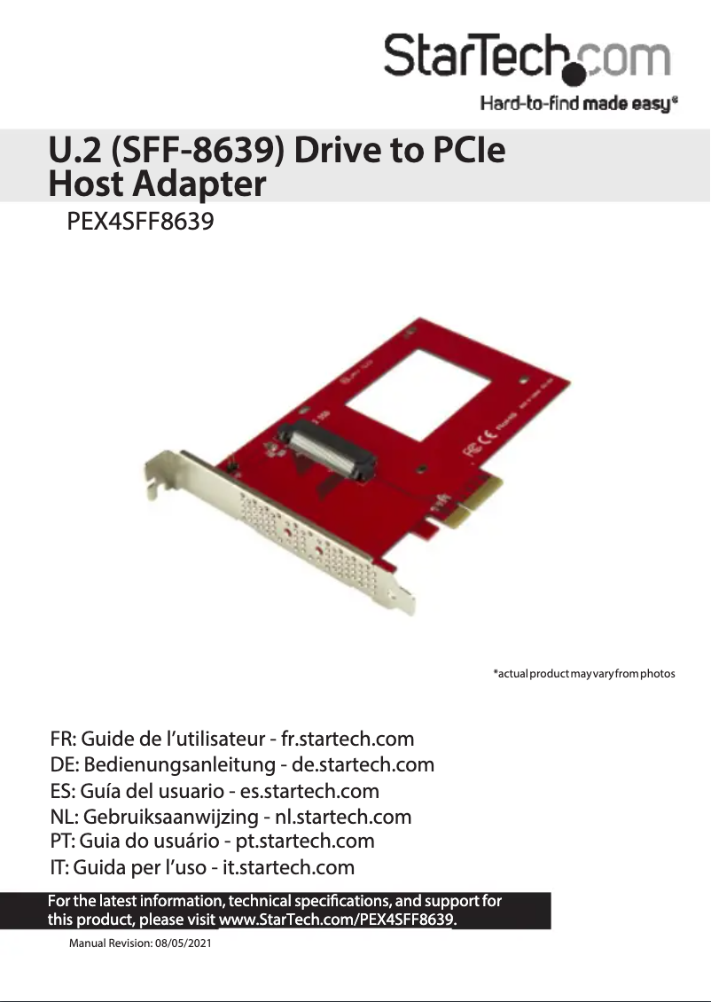 Page 1 de la notice Manuel utilisateur StarTech.com PEX4SFF8639