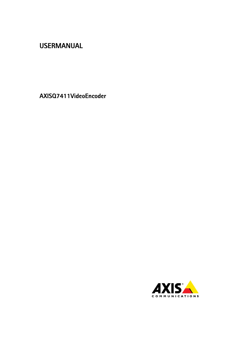 Page 1 de la notice Manuel utilisateur Axis Q7411