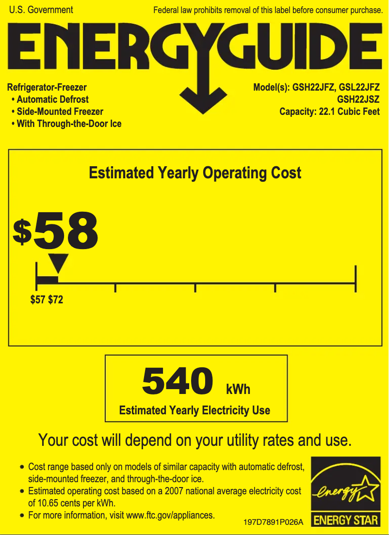 Image de la première page du manuel de l'appareil GSH22JSZSS