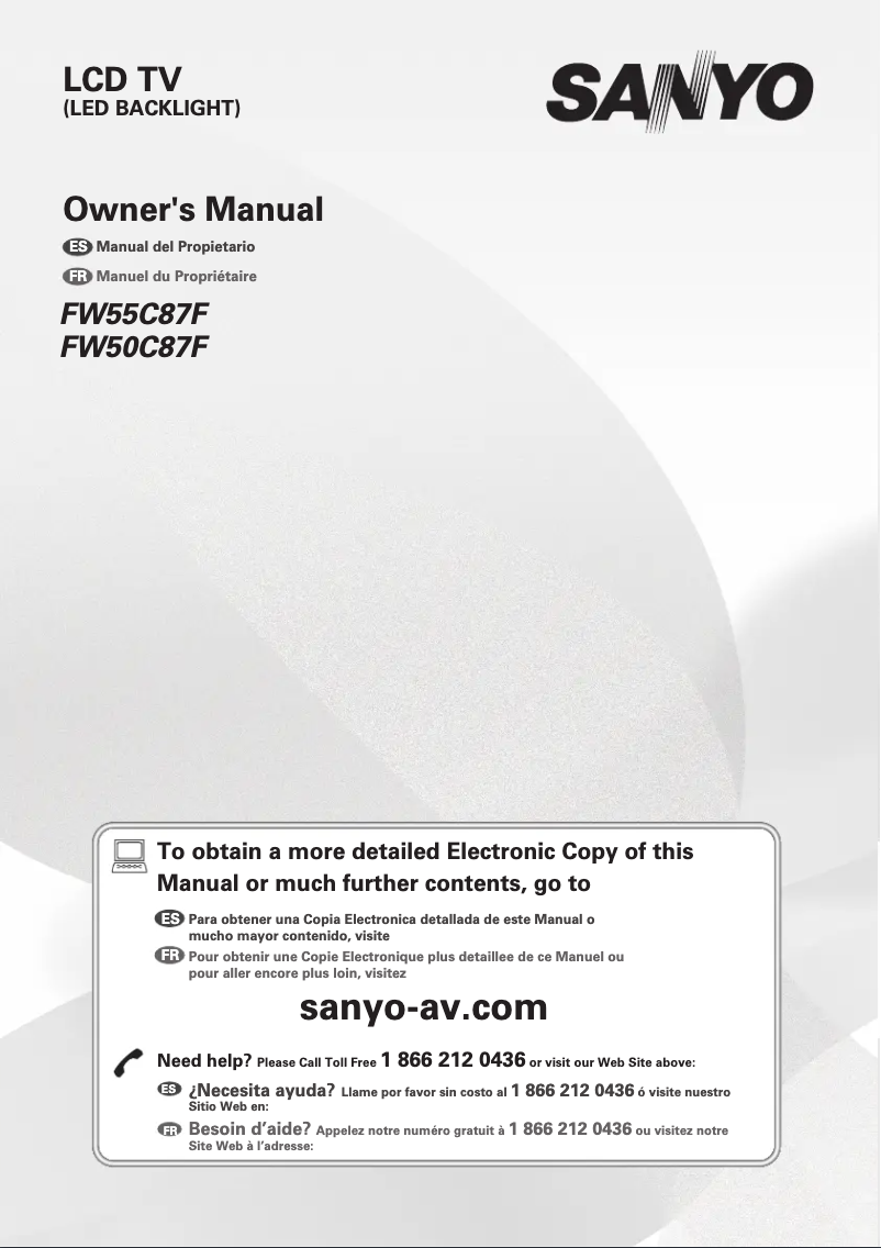 Page 1 de la notice Manuel utilisateur Sanyo FW50C87F