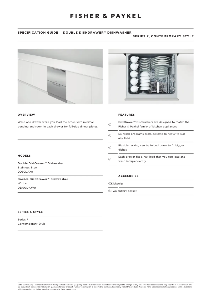 Page n°1 - Fiche technique Fisher & Paykel DD60DAW9