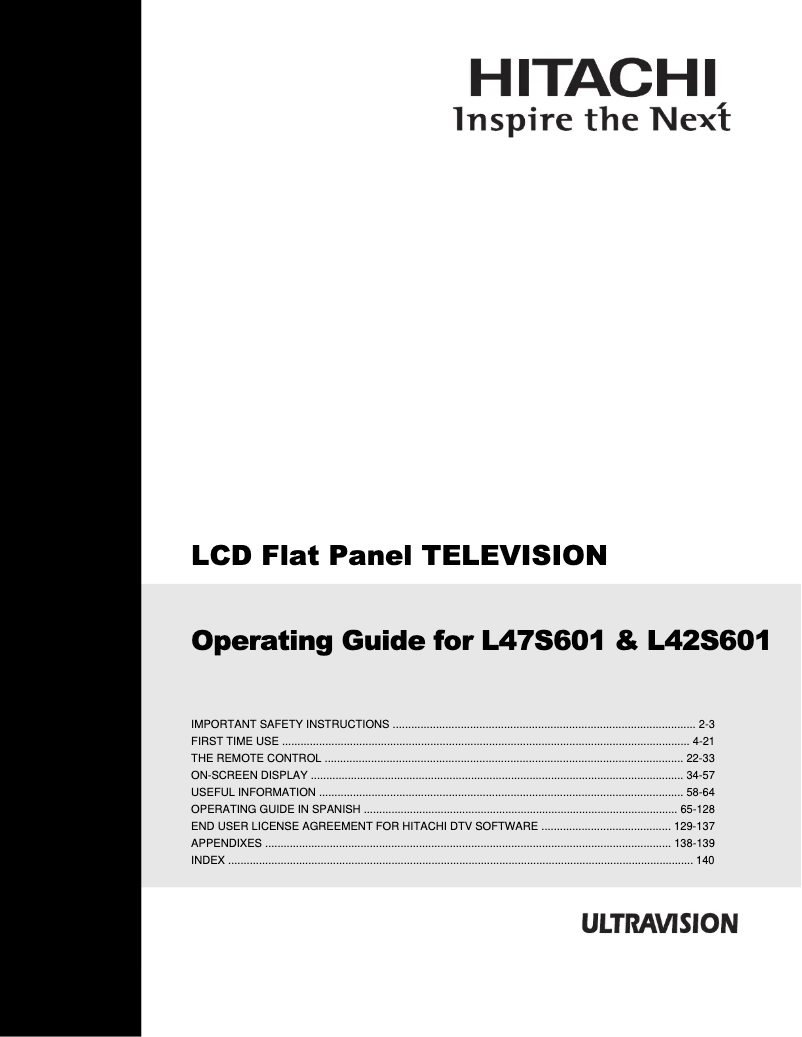 Página 1 del manual Manual de usuario Hitachi L47S601