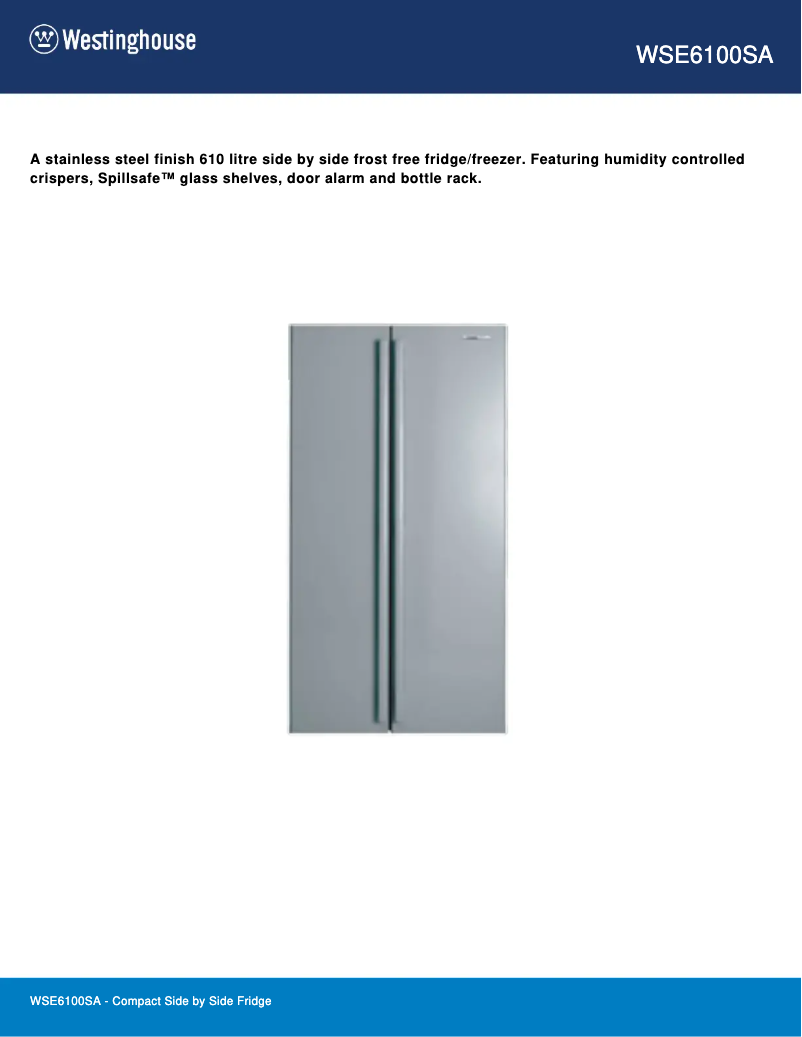 Page n°1 - Fiche technique Westinghouse WSE6100SA