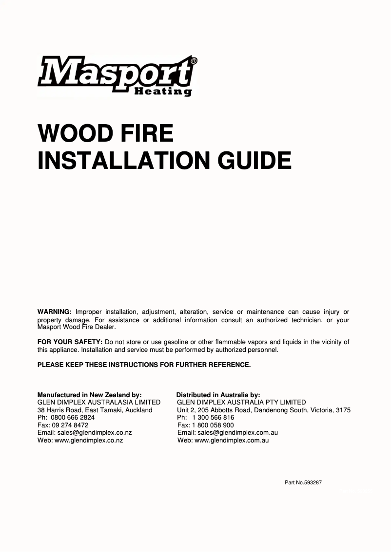 Page n°1 - Guide d'installation Masport Riverstone