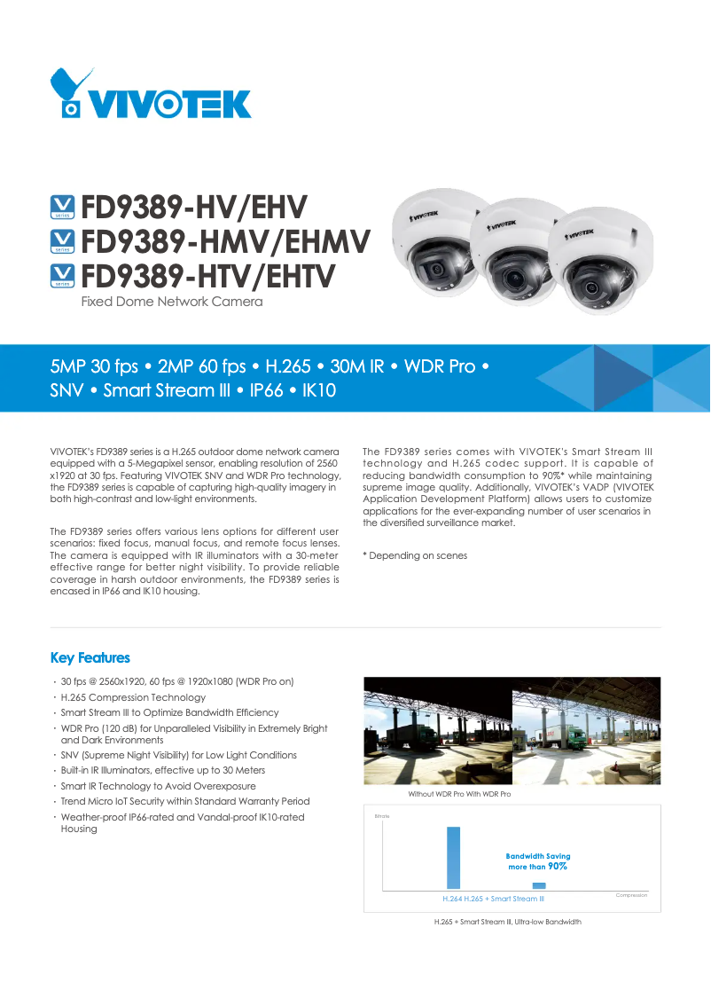 Page 1 de la notice Fiche technique Vivotek FD9389-EHV-V2