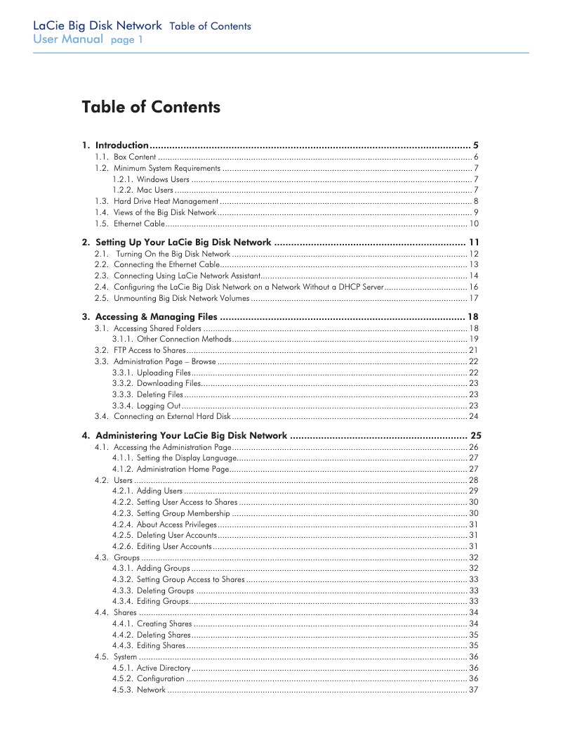 Página 1 del manual Manual de instrucciones LaCie Big Disk Network