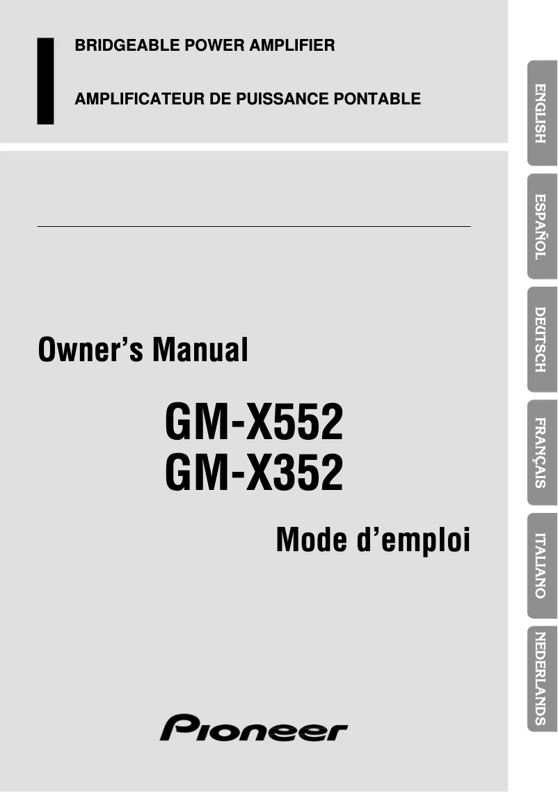 Page n°1 - Manuel utilisateur Pioneer GM-X552