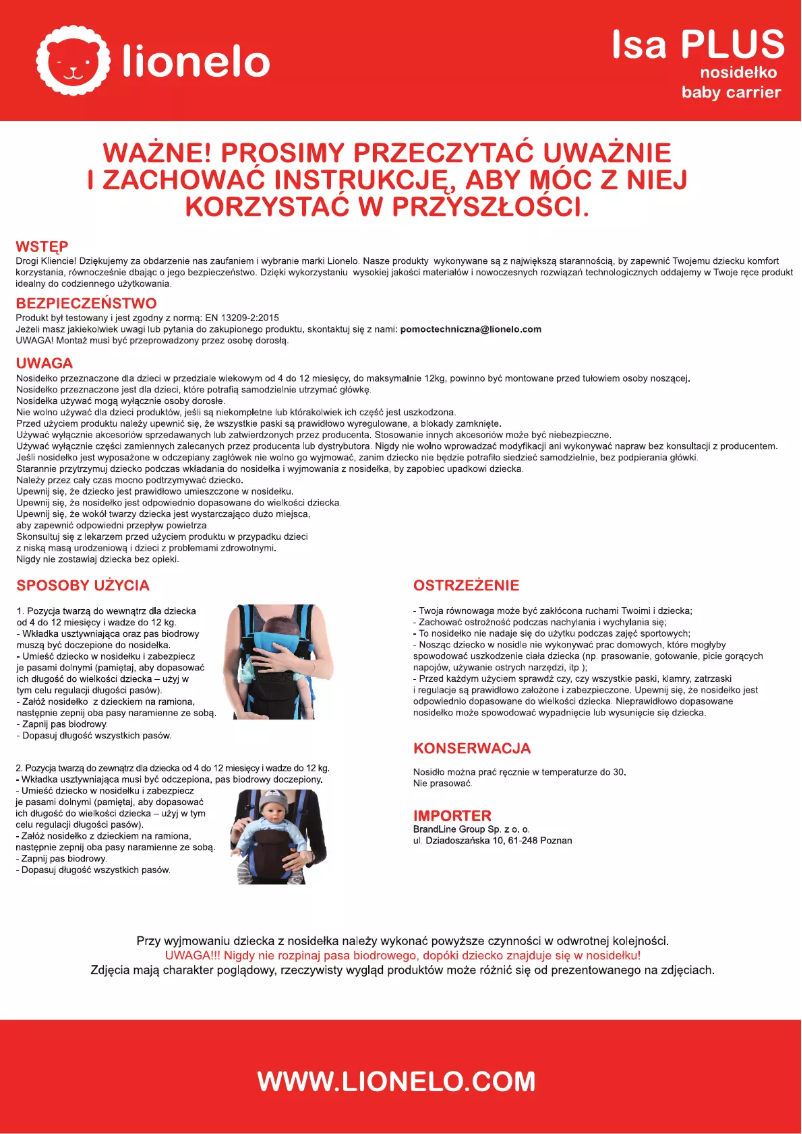 Page 1 de la notice Manuel utilisateur Lionelo Isa Plus