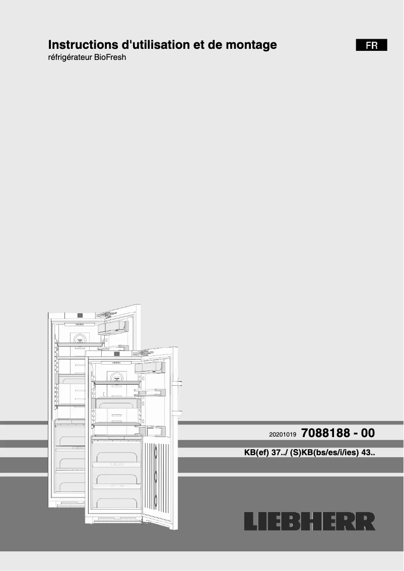 Page 1 de la notice Manuel utilisateur Liebherr KBbs 4370