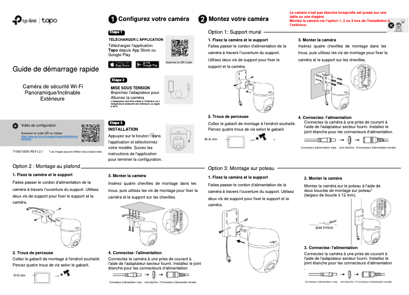 Page 1 de la notice Guide d'installation TP-Link Tapo C500