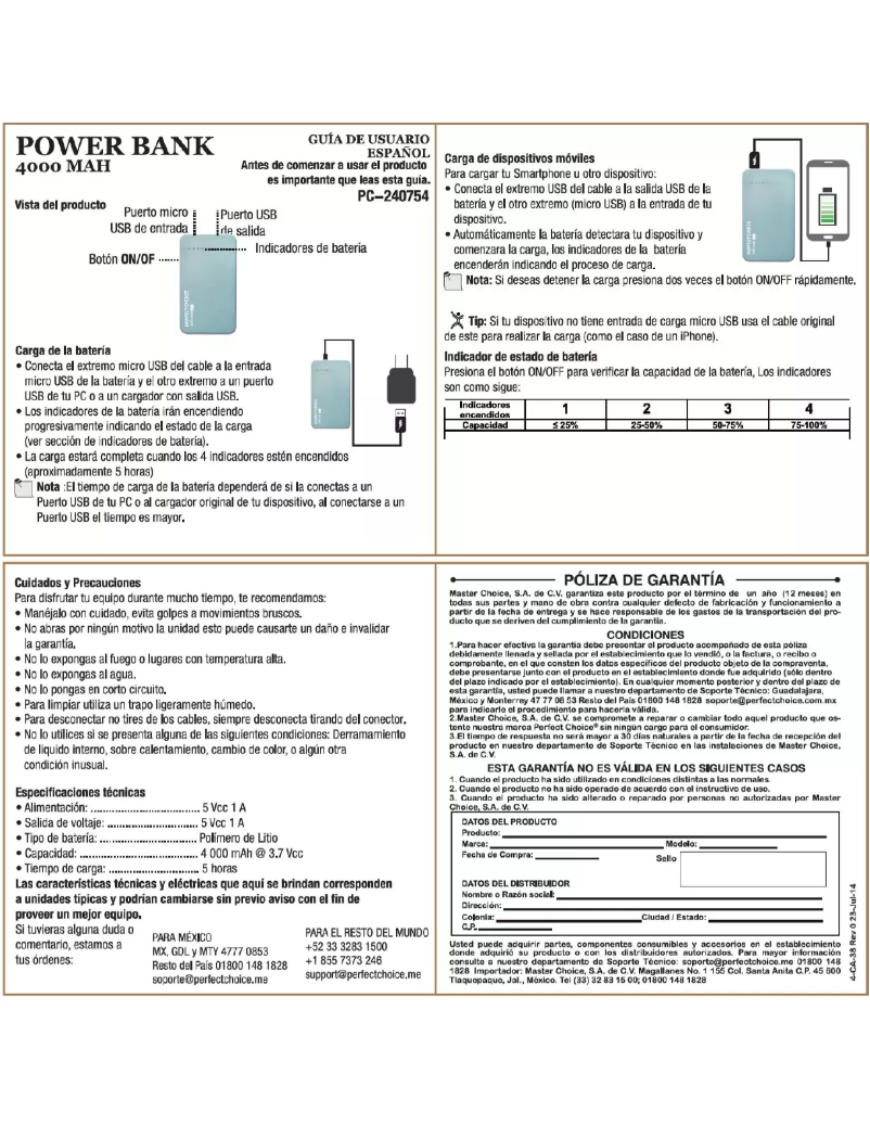 Page n°1 - Manuel utilisateur Perfect Choice PC-240754