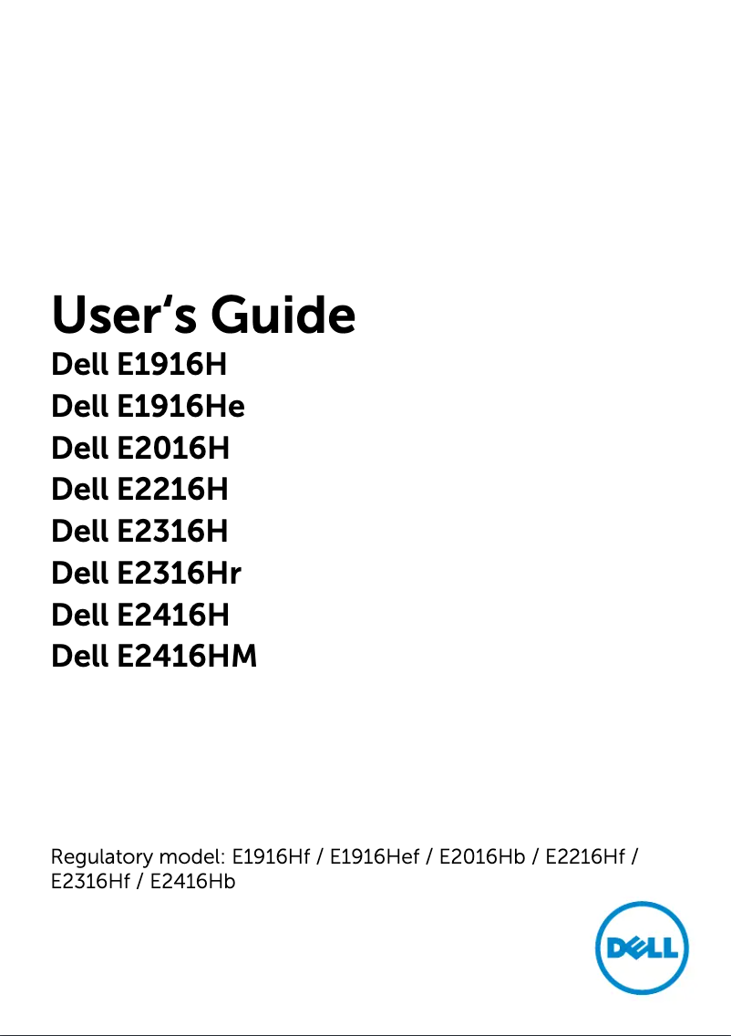 Image de la première page du manuel de l'appareil E Series E2216HV
