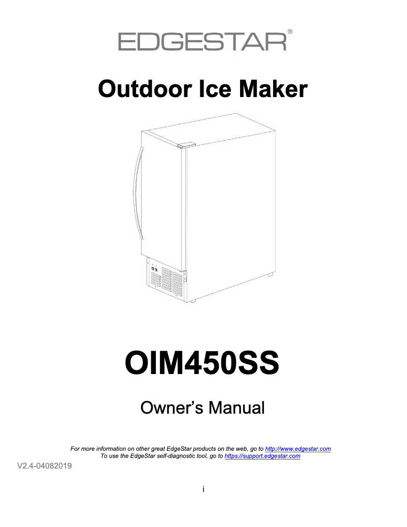 Page 1 de la notice Manuel utilisateur EdgeStar OIM450