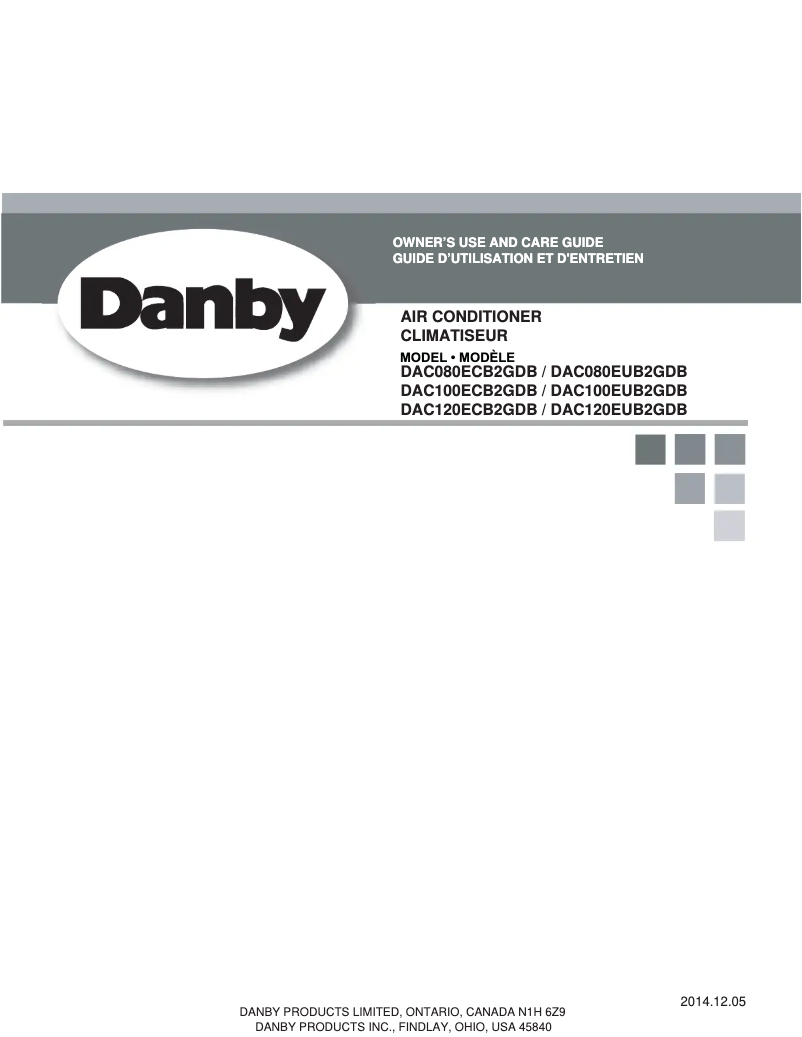 Page n°1 - Manuel utilisateur Danby DAC120EUB2GDB